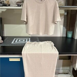 SHEIN beige ribbed knit maternity set